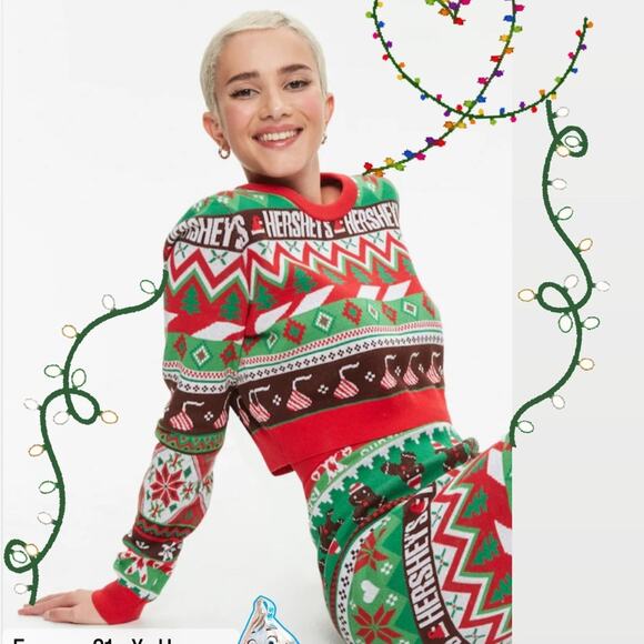 Chocolate Crop Sweater Hersheys x Forever 21 Collective Medium long sleeve - Picture 13 of 13